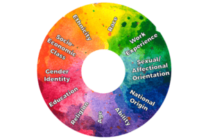 diversity wheel that lists the ways people can be different from each other